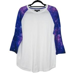 21 Men Crew Neck Shirt, Mens L Futuristic T-Shirt White Purple